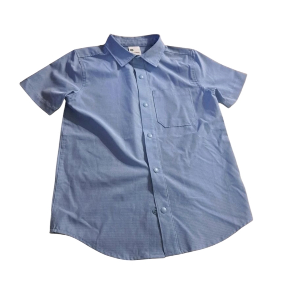 All In Motion Blue Short Sleeve Button Down Shirt Boys Size Small (6/7)